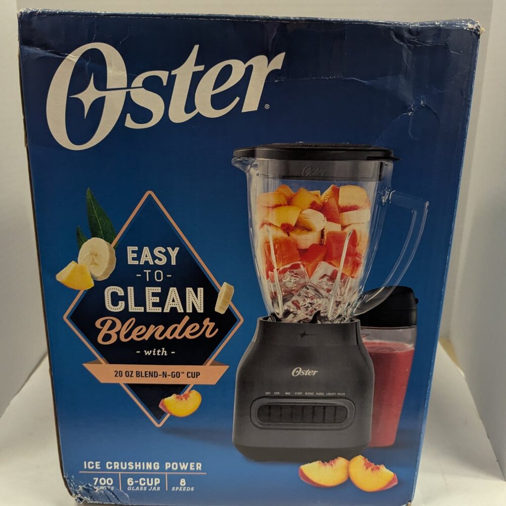 Oster Easy to Clean 700 Watt Blender with 20 Ounce Blend-N-Go Cup in Grey